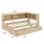Lit de jour avec tiroirs de rangement, armoires de rangement et ports USB-2048384107