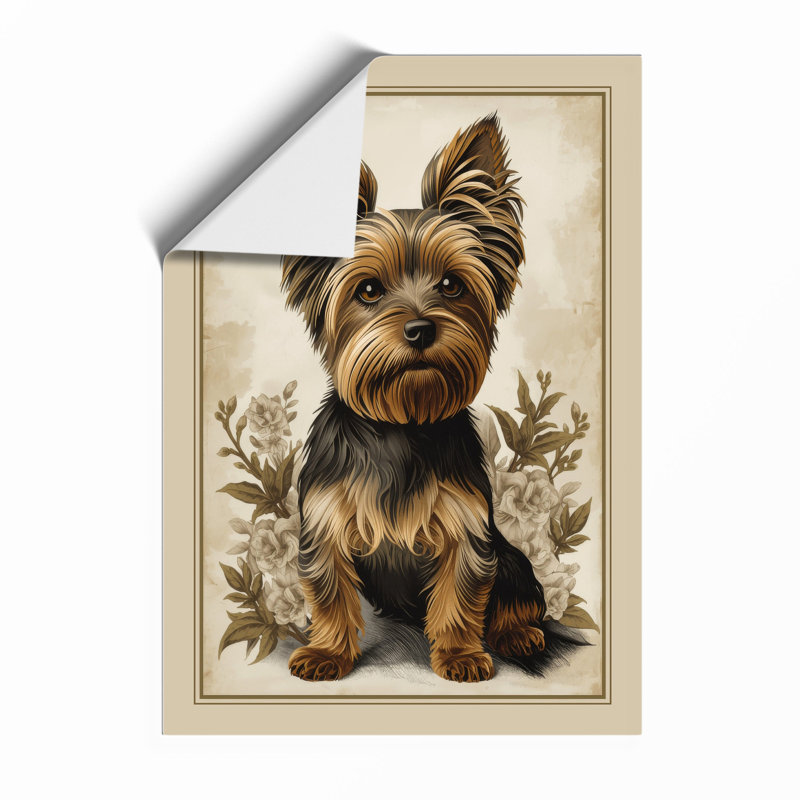 Terrier In Botanicals Vintage - Print, Unframed, A2 - 59.4 x 42.0 cm