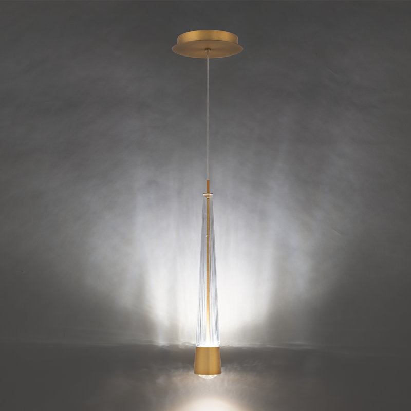 Quill LED Pendant, 3000K, Aged Brass