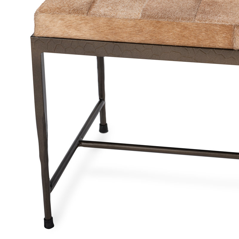Achen Genuine Hide Bench, Blonde, 18.5" H x 60" W x 18" D