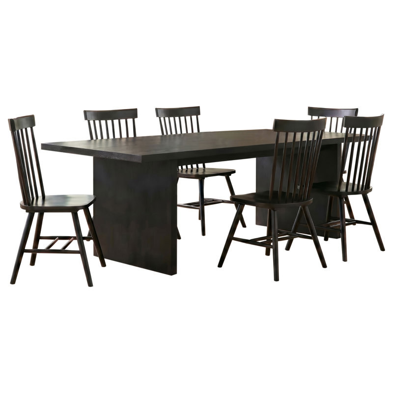 Vinga 7-Piece 82-Inch Rectangular Dining Set Black