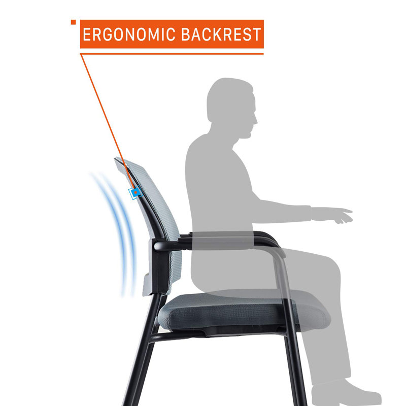 Gray Mesh Stackable Office Chair with Metal Frame