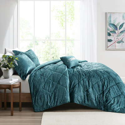 Édredon en velours bleu sarcelle pour lit simple / simple TG