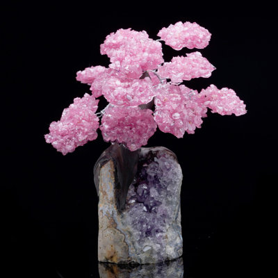 Quartz rose avec pierres précieuses et améthyste