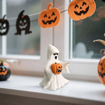 Figurine fantôme d'Halloween fabriquée à la main, statue fantôme effrayante en résine pour le décor des Fêtes, ornements fantômes mignons pour le bureau intérieur, porche, cadeau de Noël