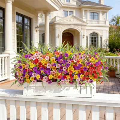 12 Bundles Artificial Flowers for Outdoors, UV Resistant No Fade Fake Flowers for Outdoor Planters, Spring Faux Flowers for Garden, Porch, Window Box,