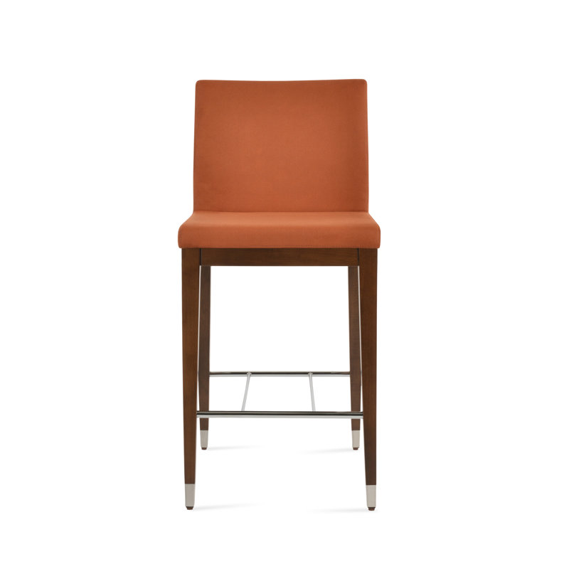 Tabouret de bar et de comptoir en bois Aria, Cognac / tissu, Tabouret de comptoir (siège d’une hauteur de 24