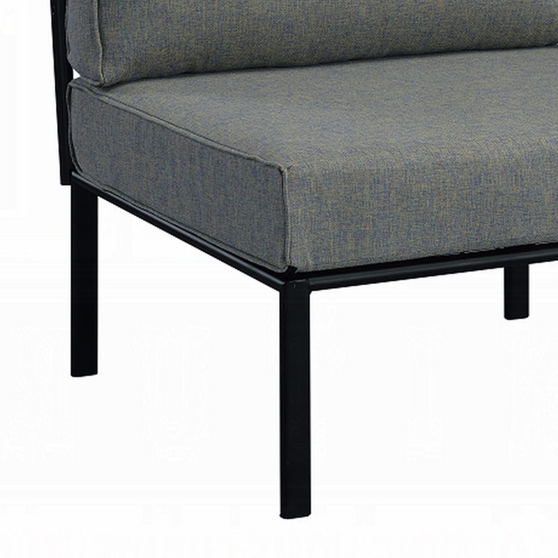 Fauteuil de patio modulaire Jodilyn, 33 po, métal noir, tissu rose, Gris