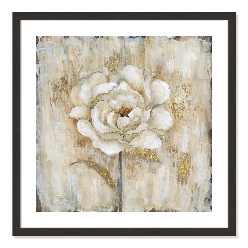 Venetian Gold Botanical I - peinture encadrée, Cadre espresso foncé, H 28 po x l 28 po x P 2 po