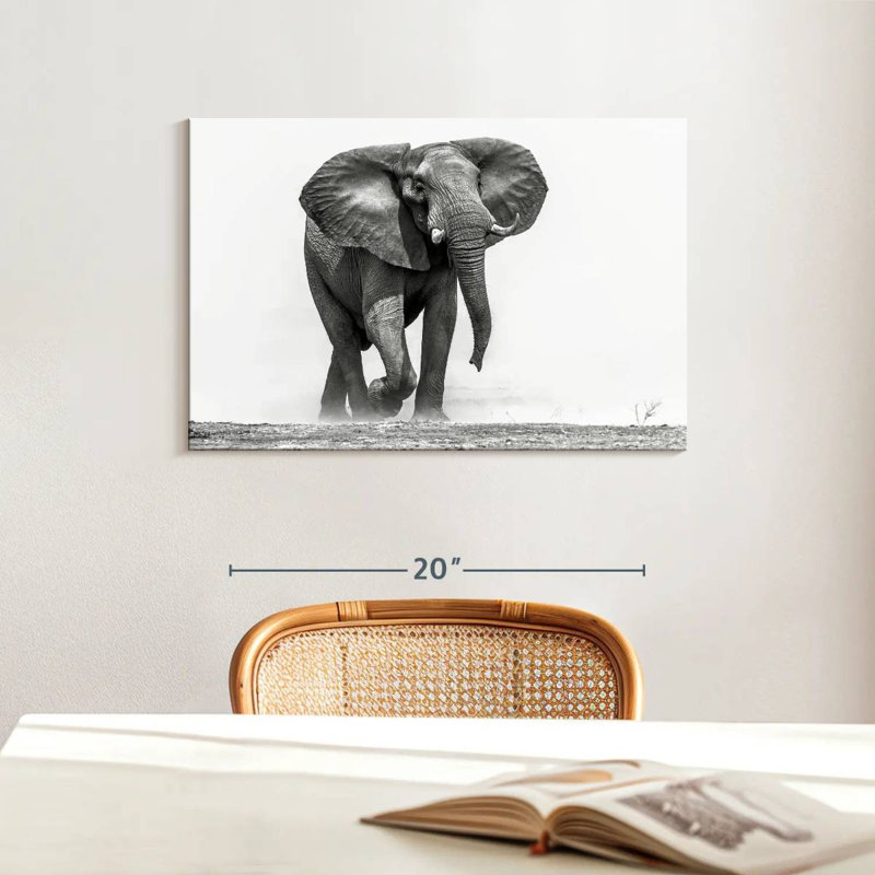 African Elephant Walking, 16" H x 24" W