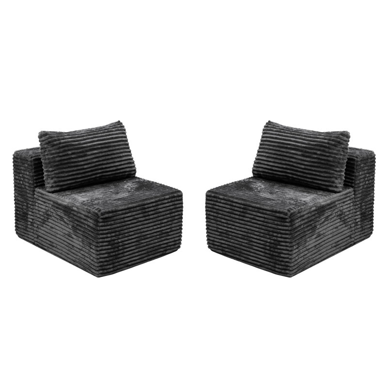 Fauteuil d'appoint rembourré en velours côtelé de 27 po de largeur, gris, Grey , Non, 2