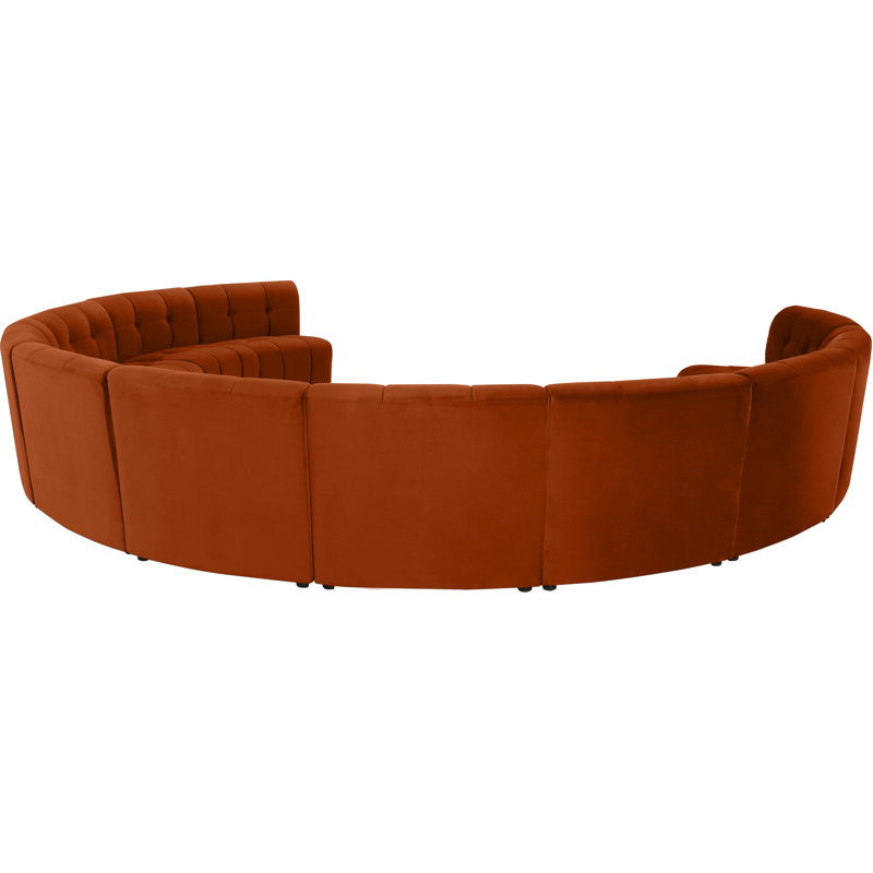 Jedson Velvet Sectional Symmetrical, Cognac Velvet