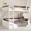 Grand lit superposé en bois avec tablettes intégrées, boîte de rangement, lumière DEL et station de charge USB, blanc
