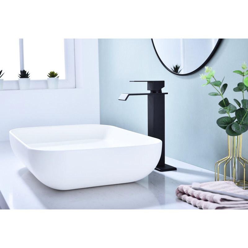 Robinet de lavabo de salle de bain avec robinet à cascade, poignée simple, bonde escamotable en acier inoxydable noir rouille mat, installation simple, sans évier