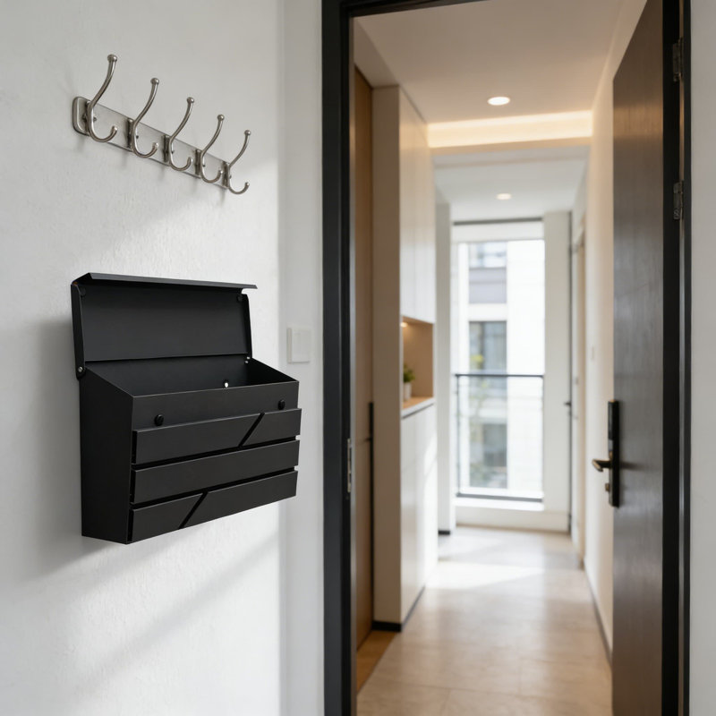 Boîte aux lettres murale pour l'extérieur, boîte aux lettres en acier galvanisé de grande capacité avec une conception antirouille et résistante aux intempéries