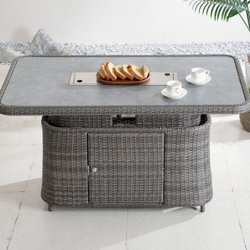 Adjustable Aluminum Propane Outdoor Fire Pit Table, Gray