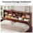 Farmhouse Wood Bed Frame with Bookcase Storage Headboard, 5 Drawers & LED Lights, Grey Wooden Platform Bed with Charging Station, Barn Door Design, No Box Spring Needed-370782391-400191161
