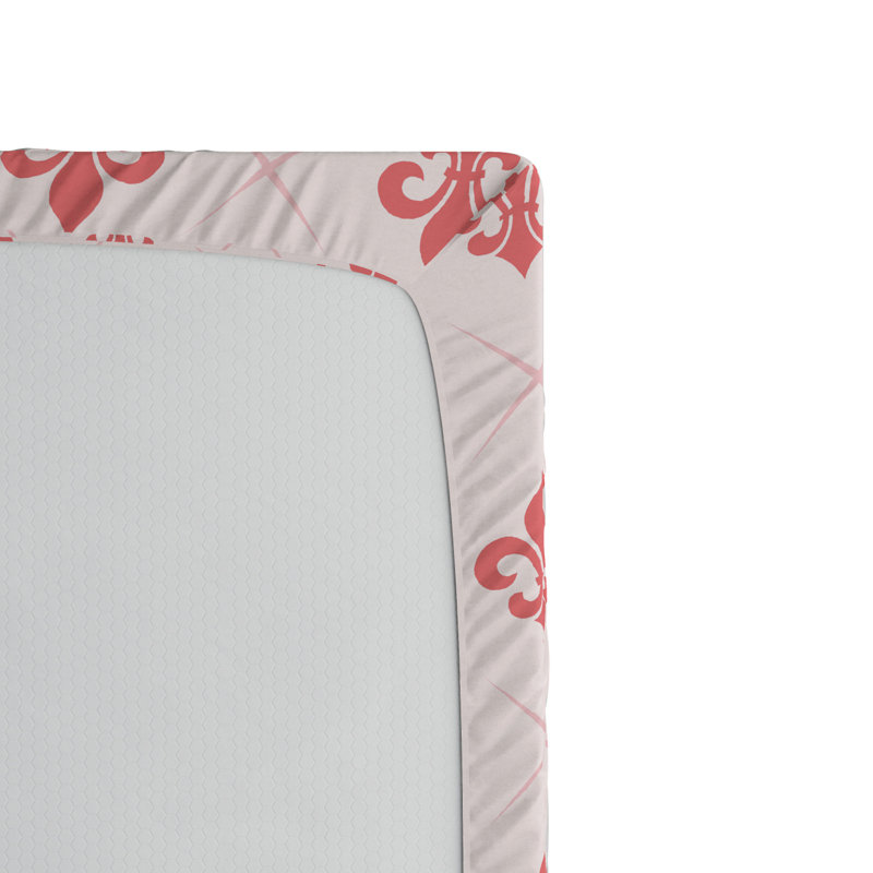 Microfiber Fitted Sheet, Twin Fitted Sheet, Pink Fleur De Lis