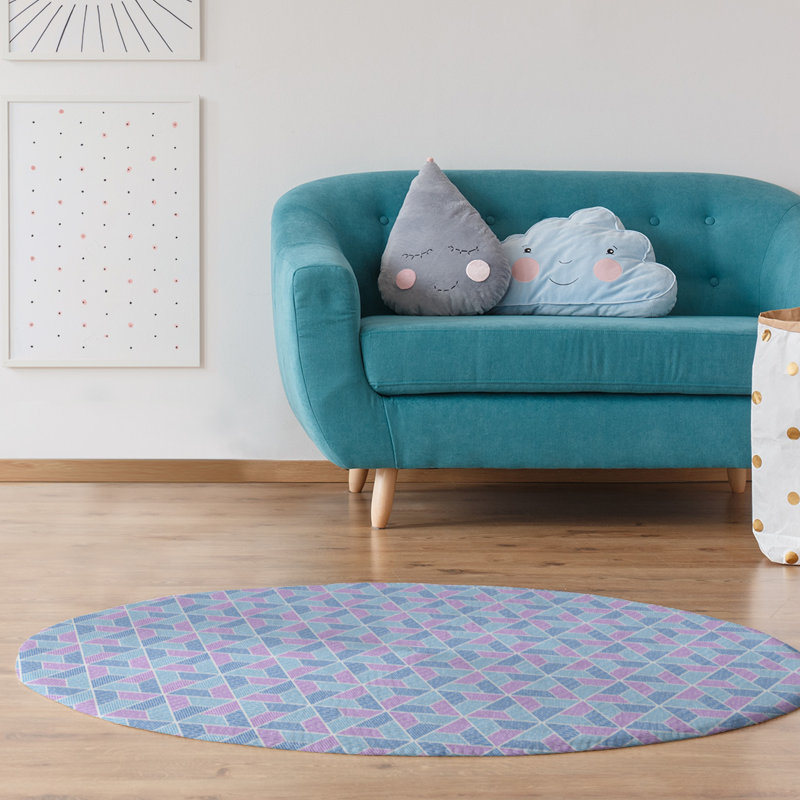 Chenille Geometric Indoor Rug, Round 5'