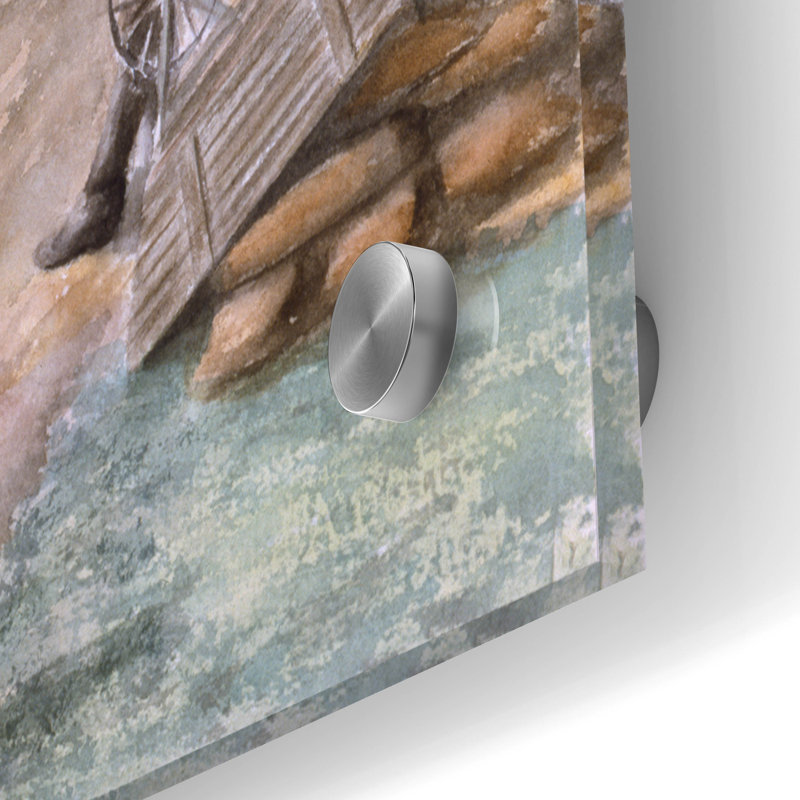 «Weigh Locks On Penn Canal» par Stanton Manolakas, art en verre acrylique Wal, H 24 po x l 36 po x P 0,2 po