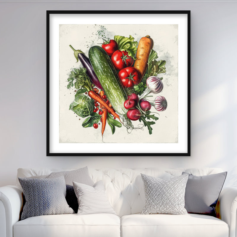 Lark Manor™ Veggies - Turquoise Framed Matted Print | Home Decor Art ...