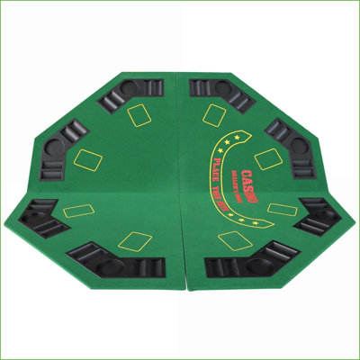 Plateau de table de poker - 8 joueurs pliants octogonaux 48 pouces avec porte-gobelets - vert | Classique | Espace de vie principal