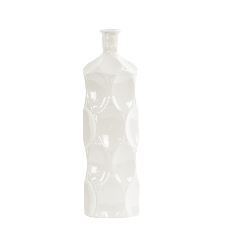 Eaglin Table Vase, 14" H x 4.75" W x 4.75" D, White