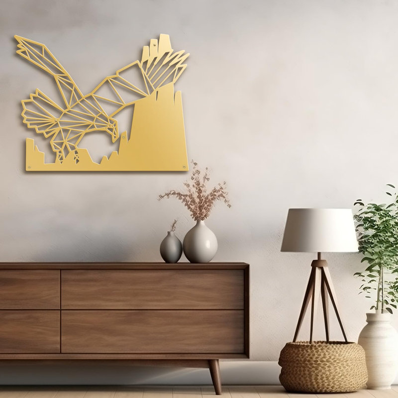 Décoration murale en aigle, Doré, H 9,24 po x l 12 po x P 0,05 po