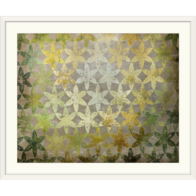 'Celadon Flowers' Print, 20" H x 23" lx 1" p, Encadré Blanc