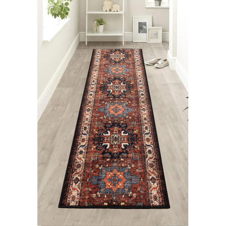 Antiq Red Medallion Design Canvas Backing Carpet Runner