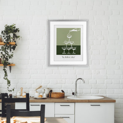 Green Champagne Tower Framed Print Under Glass, design by Lettered and Lined