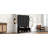 Versatile Hall Tree With 4 Hanging Hooks, Brown Wood Grain Bench With Multiple Storage Space, Entryway Cabinet With Open Compartments For Living Room, Hallway-869694537