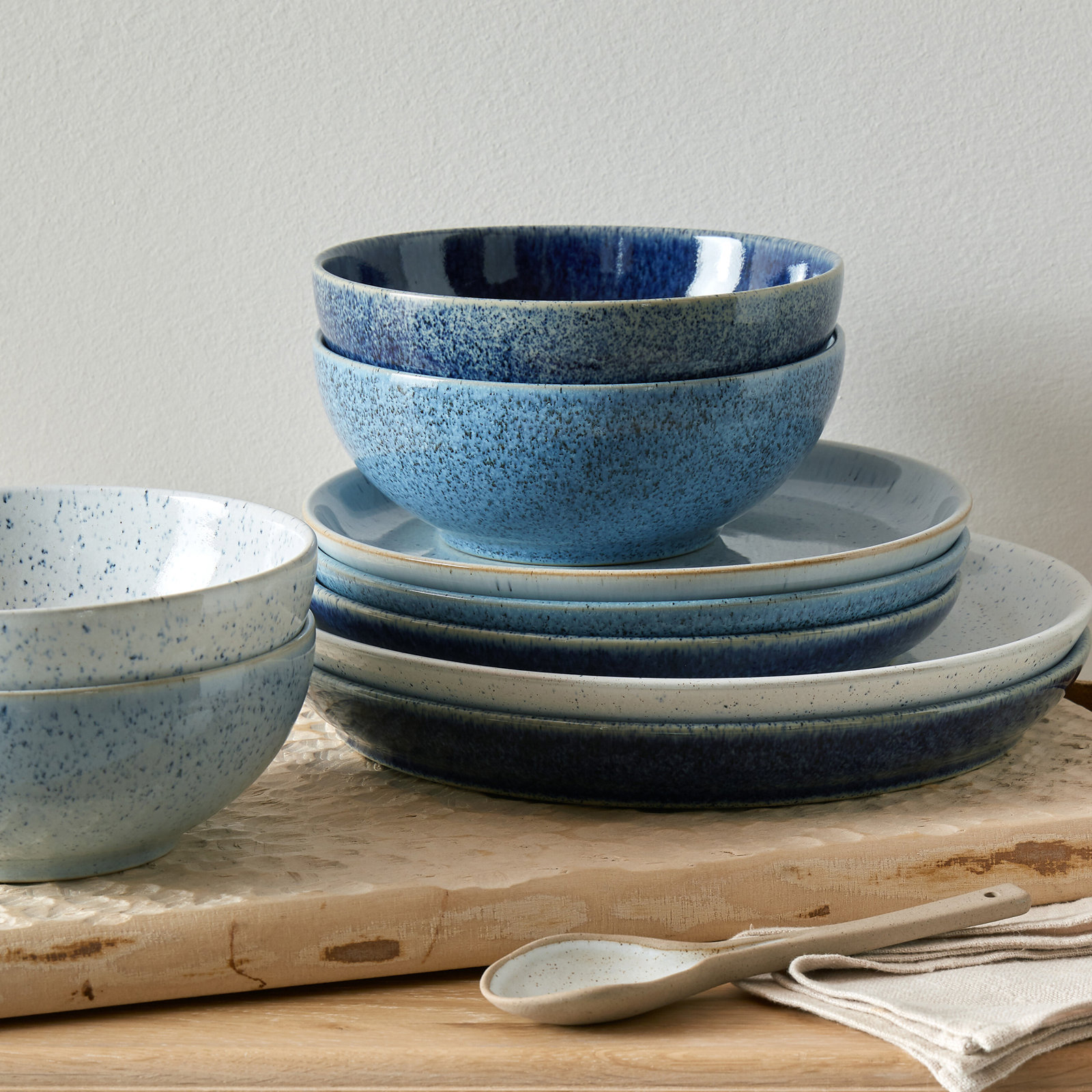 Studio Blue Stoneware Dinnerware Set, Light Blue