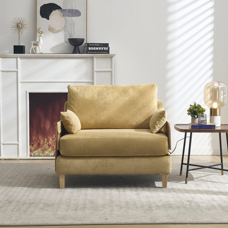 Fauteuil inclinable pliable pour canapé-lit, Jaune moutarde