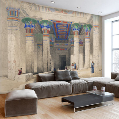 Antique Colorful Columns Hand Painted Medieval Removable Wallpaper