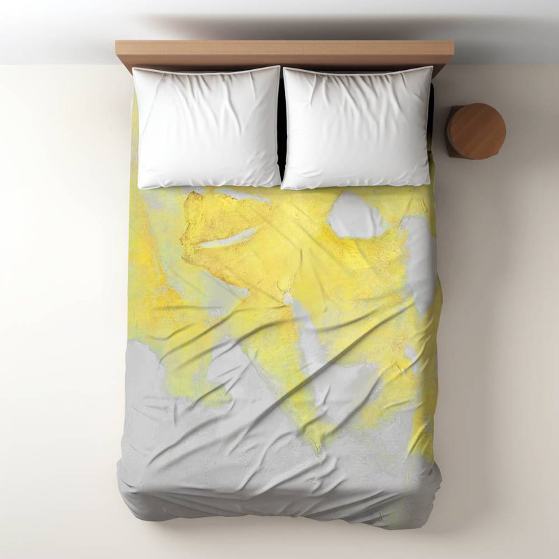 Polyester Sateen Duvet Cover, Twin Duvet, Blue Gold Erosion