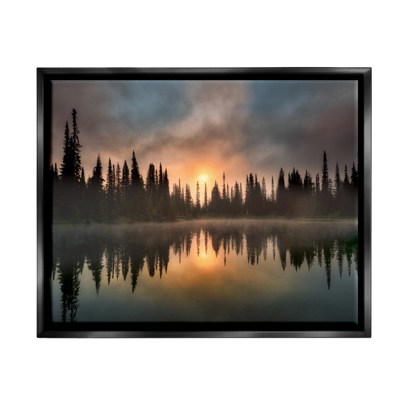 Mysterious Lake Reflection Sunset Forest par Dennis Frates - Photographie sur toile à cadre flottant