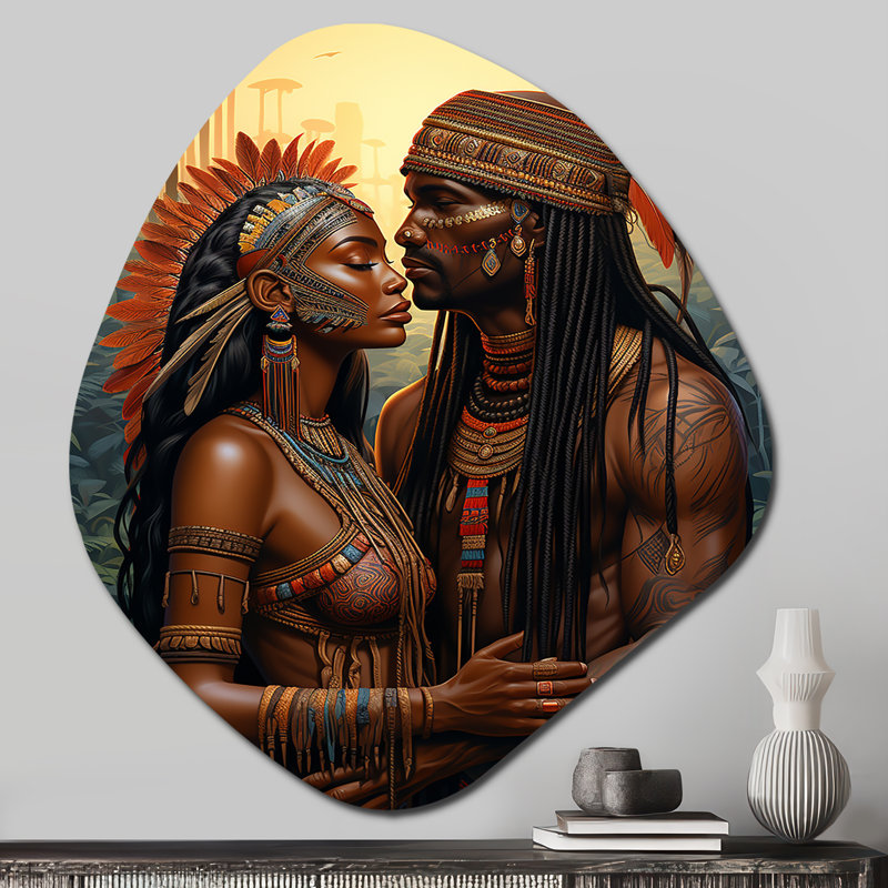 Art mural en métal asymétrique ëNative Coupleë, H 28 po x l 25 po