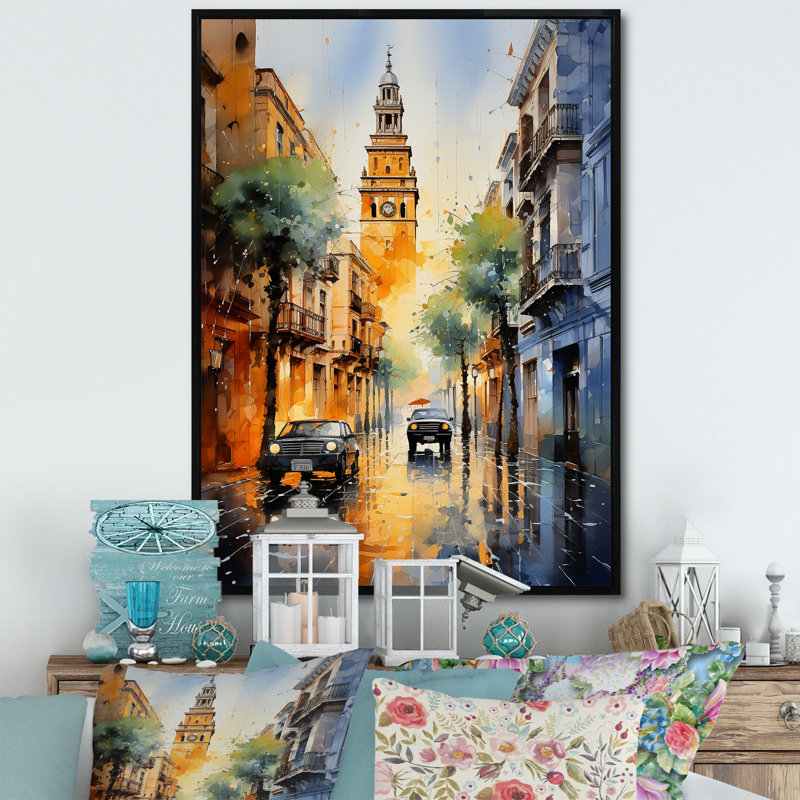 Reproduction d'art sur toile, Giralda II, Espagne, H 20 po x l 12 po x P 1 po, Cadre flottant noir