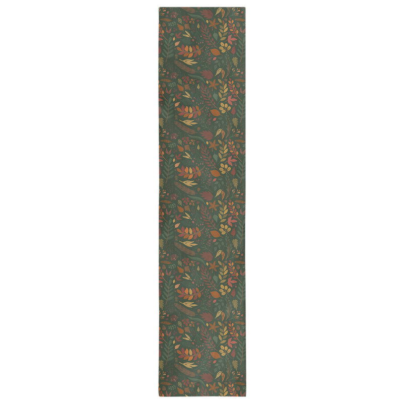 Festive Hol Autumn Table Runner, 72" L x 16" W, Orange/Green, Cotton blend