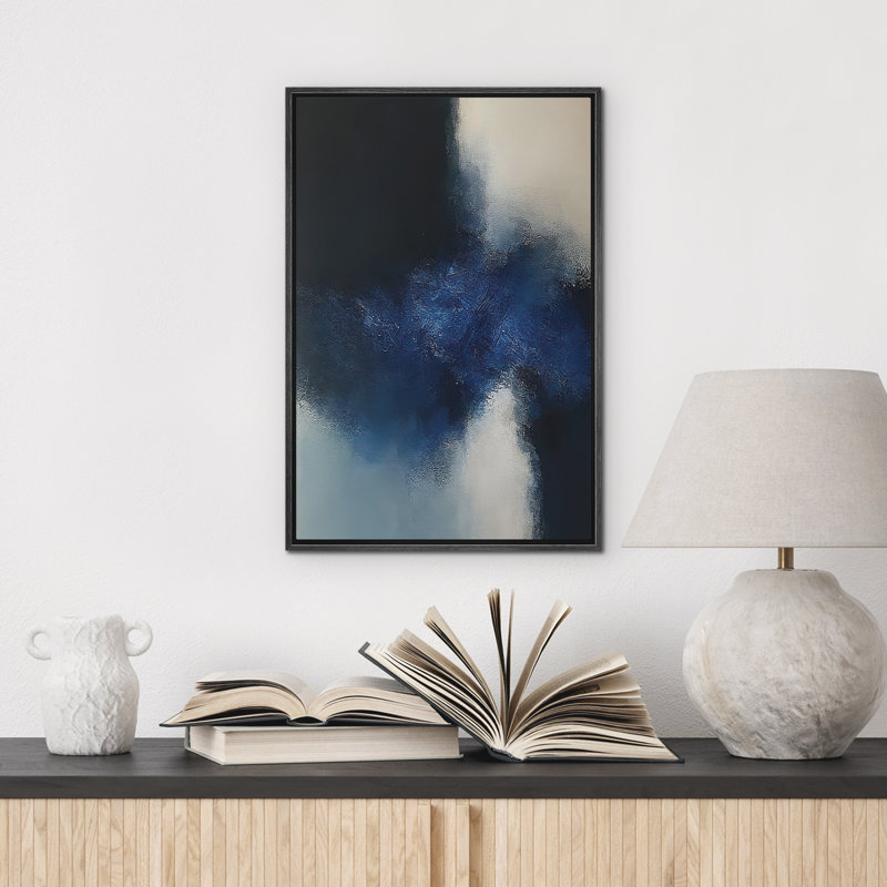Reproduction d'art abstrait sur toile encadrée pour décoration intérieure moderne, H 24 po x l 16 po, Noir