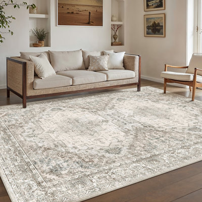 Tapis vintage lavable à la machine avec envers antidérapant Elaine