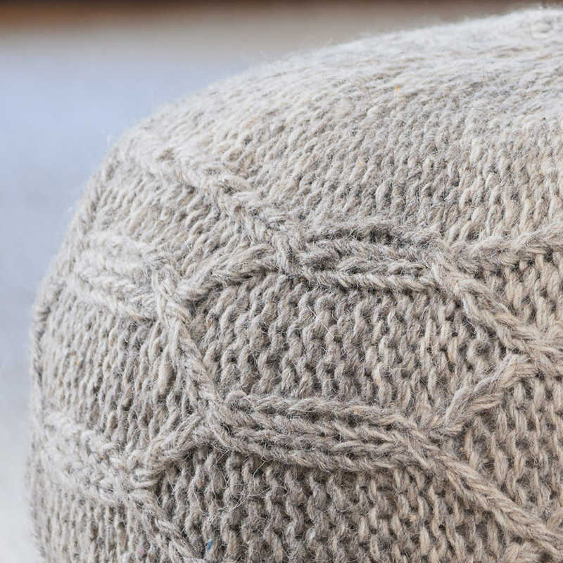 Rudd Upholstered Pouf, Gray Wool