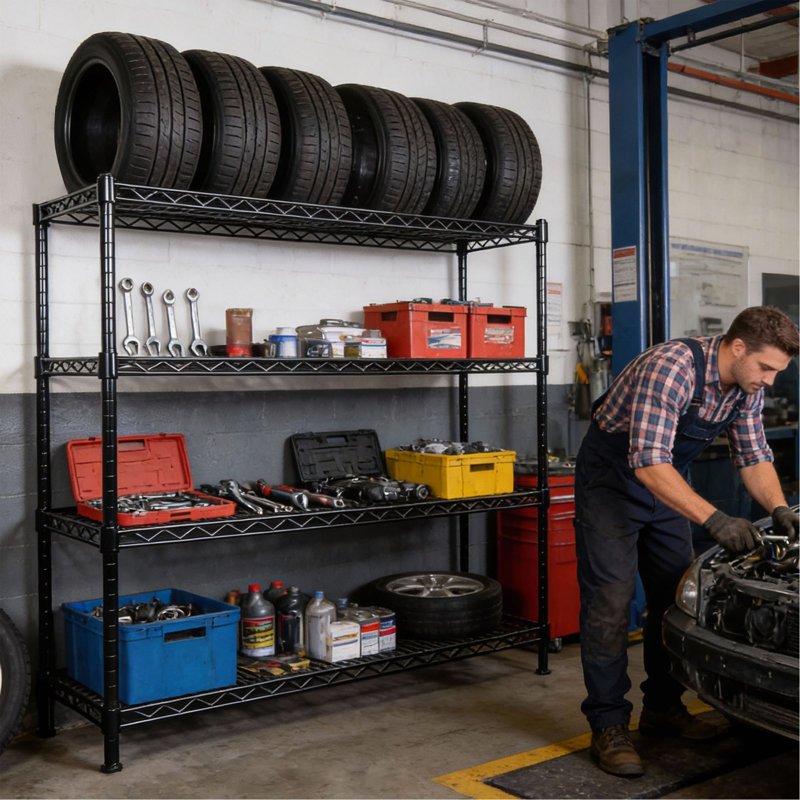 Étagères de rangement robustes en métal avec roulettes l 55,5 po x P 24 po x H 80 po, 4 niveaux réglables, capacité de 2400 lb, étagère de garage, rangement industriel roulant
