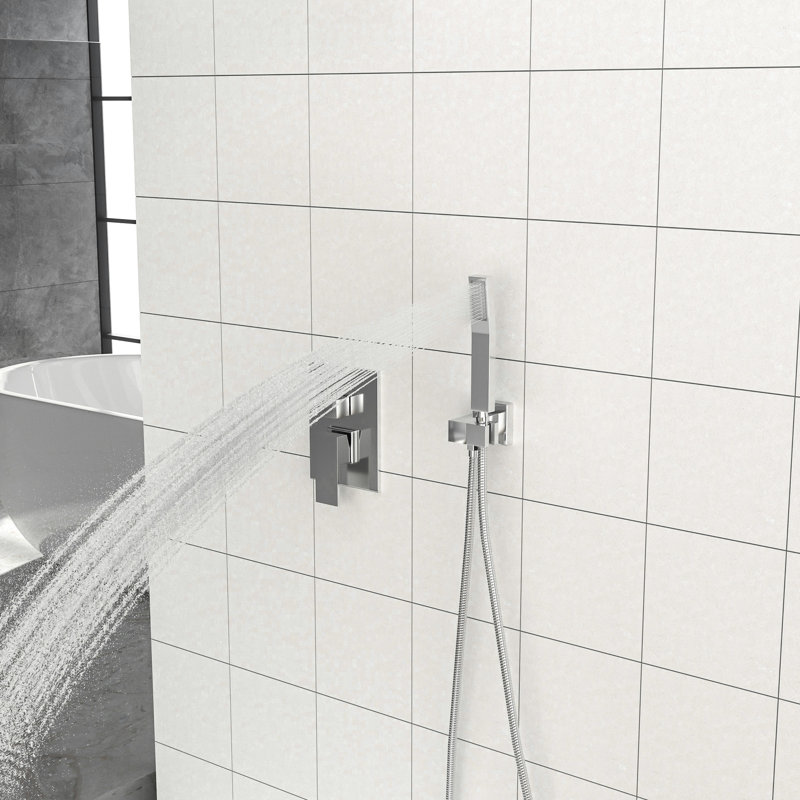 Wall Mounted Dual Shower - Finish, With Rainfall And Handheld Showers For Customizable Bath Square Head , 1.8 Gpm Flow Easy Installation Mount