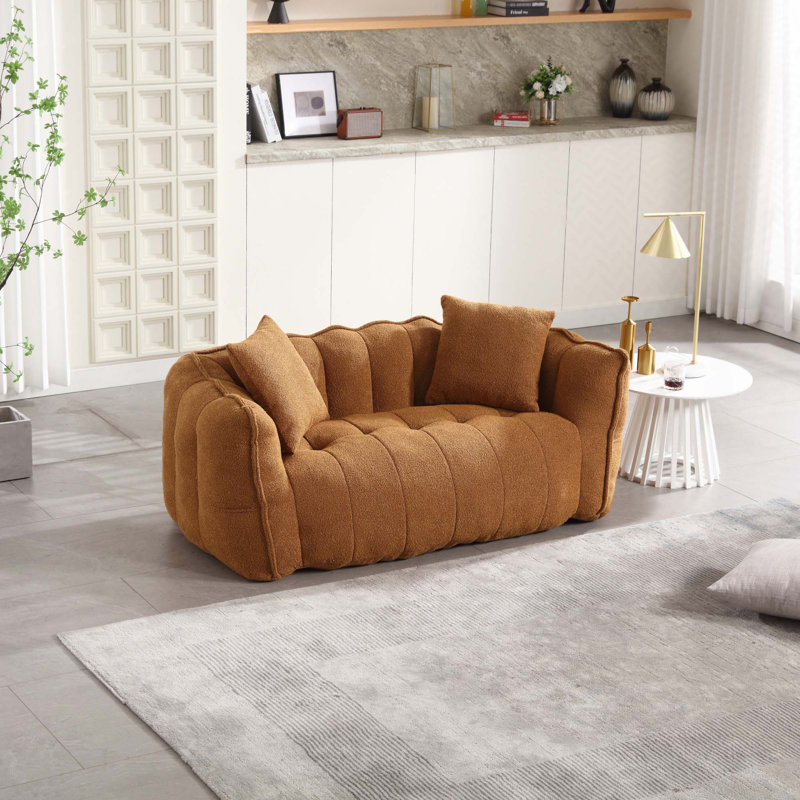 Boneless Sofas Chenille Sofa, Bean Bag, Yellow