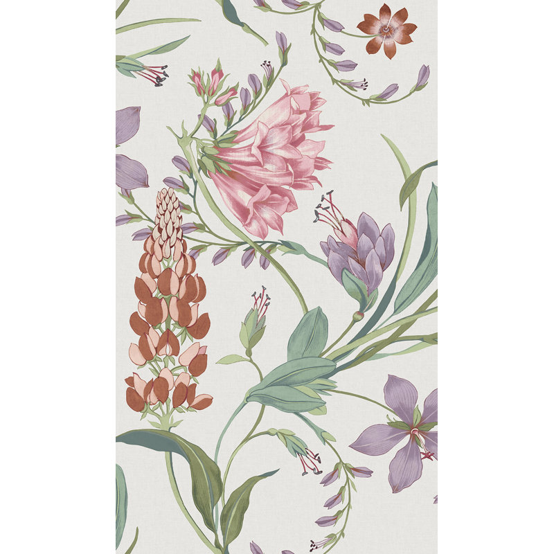  Botanists Scroll Pink Wallpaper, Red