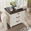 21-Inch Modern Farmhouse Nightstand with 3 Drawers & Geometric Carvings-1303380507