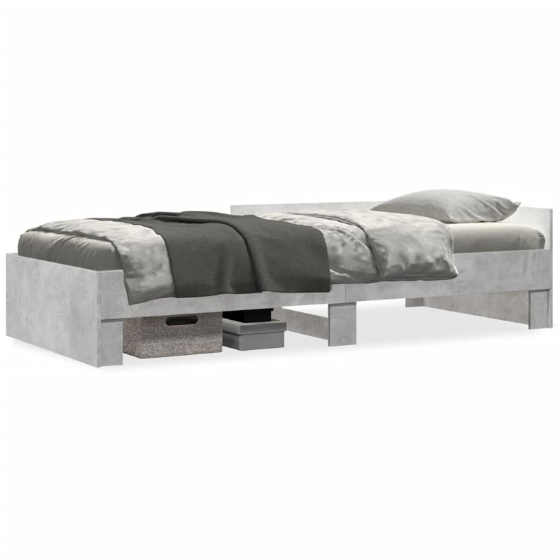 Bed Frame Without Mattress Engineered Wood, Small Single (2'6), Concrete Grey