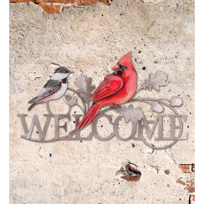 Décoration murale d'extérieur 12,5 pouces Luster Welcome - Cardinal, Cardinal